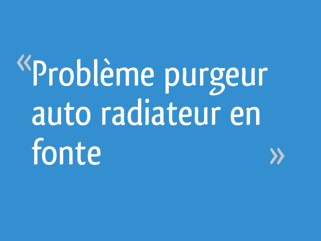 Problème purge radiateur en fonte - pas de purge - arrivée et sortie en bas  - 19 messages