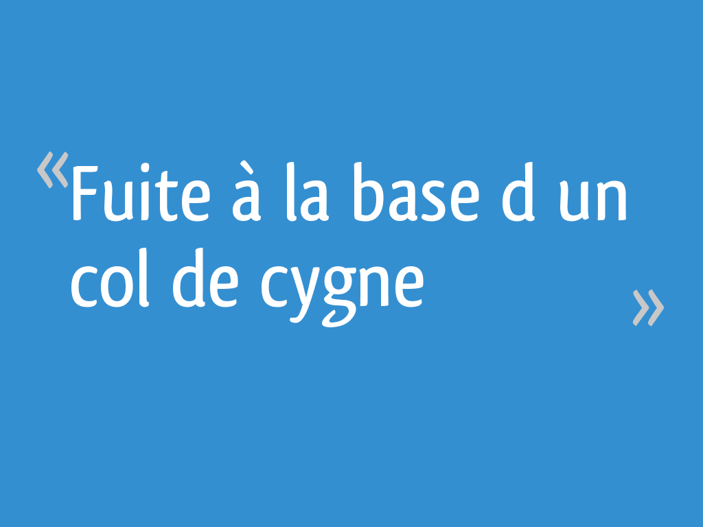 Fuite au niveau du “col de cygne”